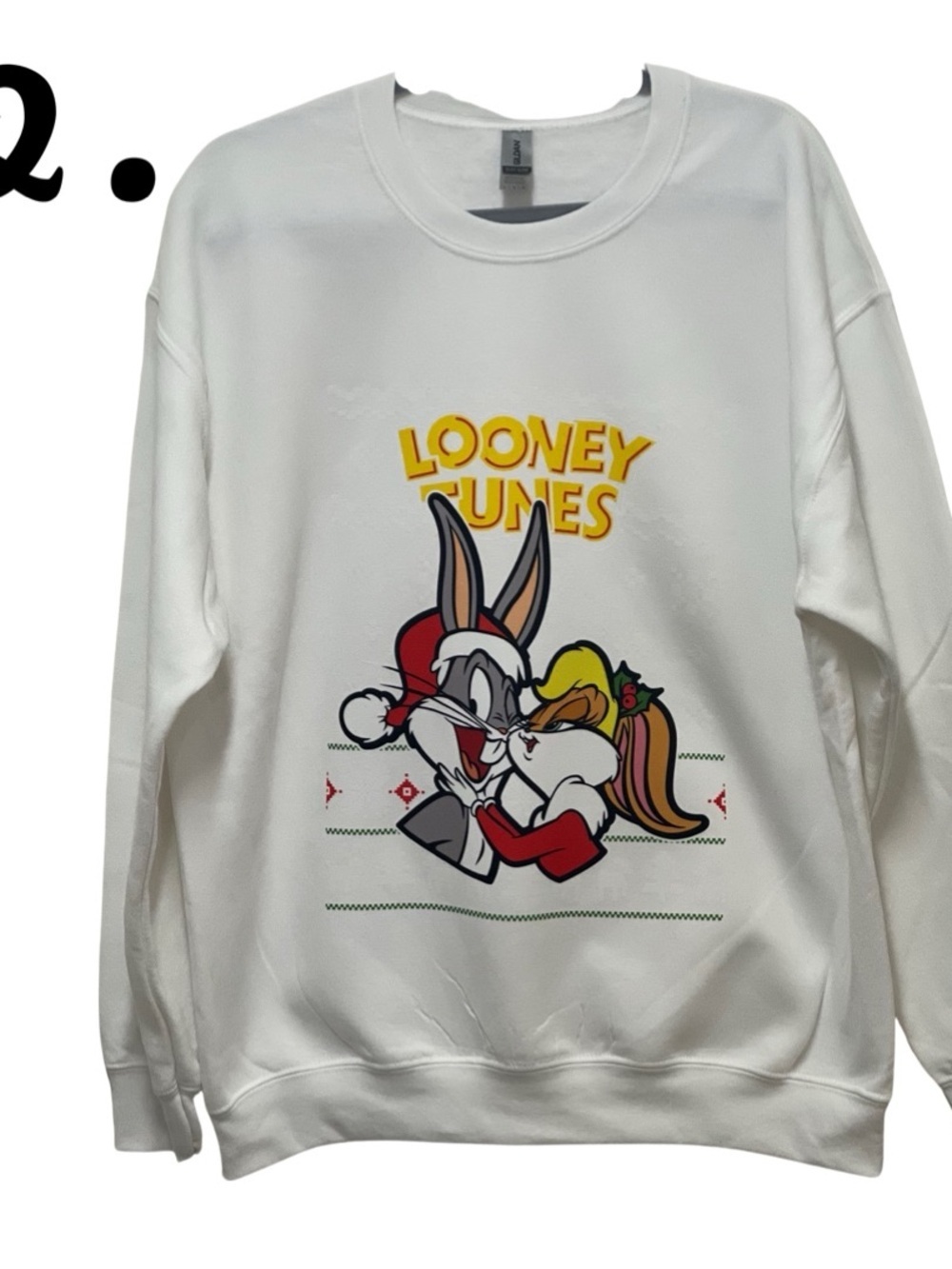Gildan White Looney Tunes Graphic Crewneck Sweatshirt - Picture 6 of 7